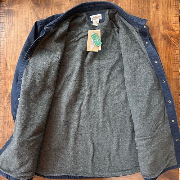 L.L. Bean Men’s Katahdin Iron Works Fleece Lined Canvas Shirt Jacket Navy XXL - Picture 3 of 4